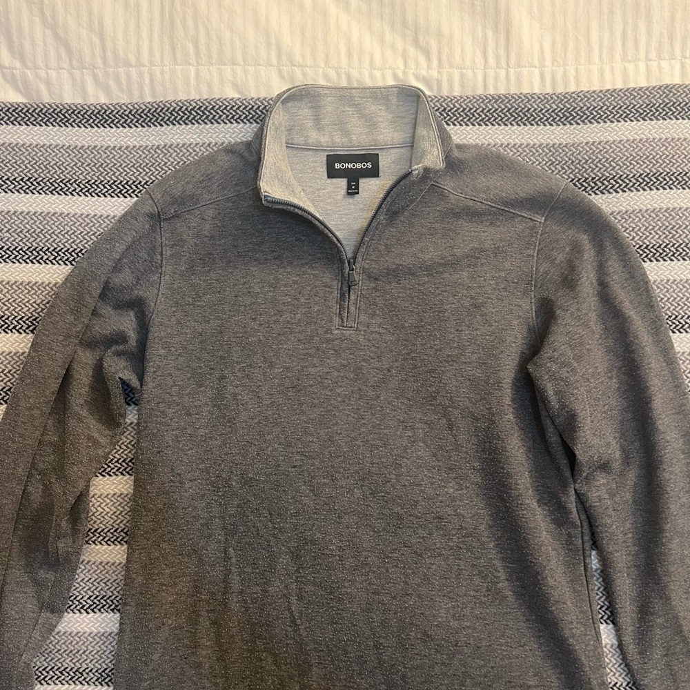 Bonobos Gray Quarter Zip Up Sweater